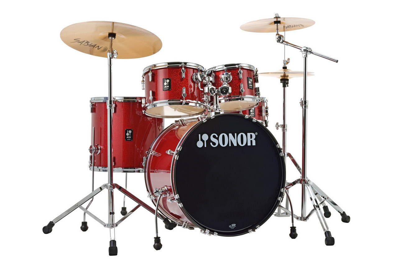 Shop the Sonor AQX Stage Set in Red Moon Sparkle w/ 1000 Series Hardware (AQX STAGE NC RMS) at Musician Madness. Complete setup with punchy tone and great value.