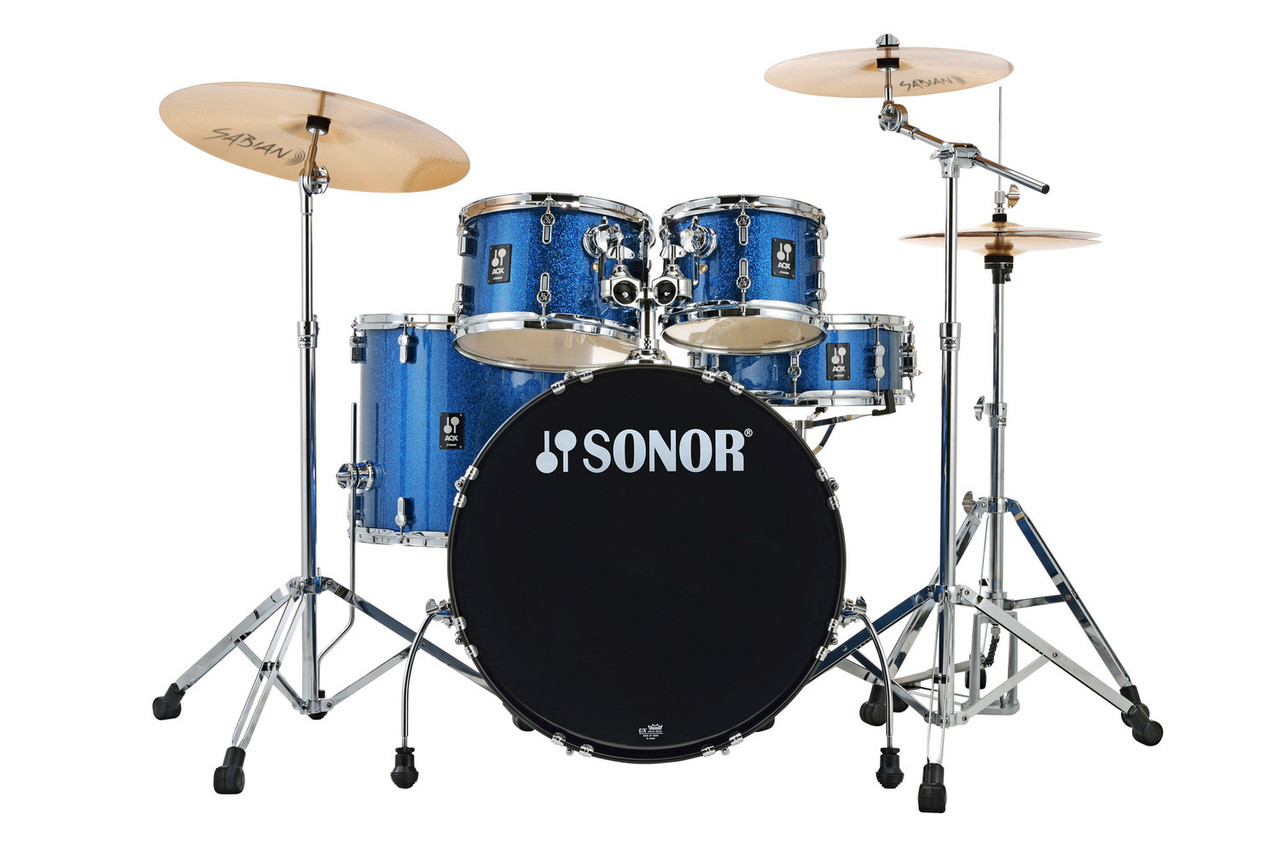 Shop the Sonor AQX Stage Set in Blue Ocean Sparkle w/ 1000 Series Hardware (AQX STAGE NC BOS) at Musician Madness. Complete setup, punchy tone, and great value.