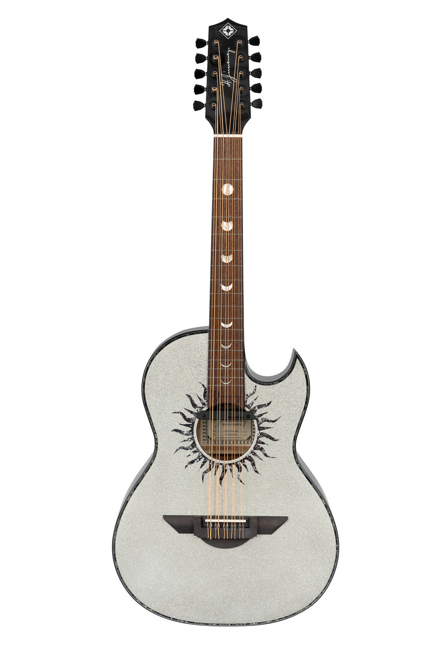 H. Jimenez Glossy Silver Sparkle Bajo Quinto Cutaway Electric w/ Hardwood Case (LBQ1GXE-MD) | Musician Madness