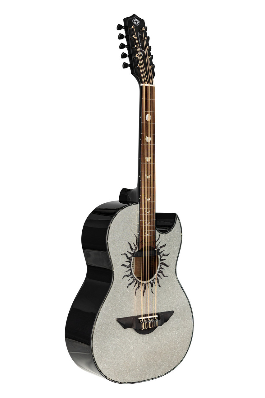 H. Jimenez Glossy Silver Sparkle Bajo Quinto Cutaway Electric w/ Hardwood Case (LBQ1GXE-MD) | Musician Madness