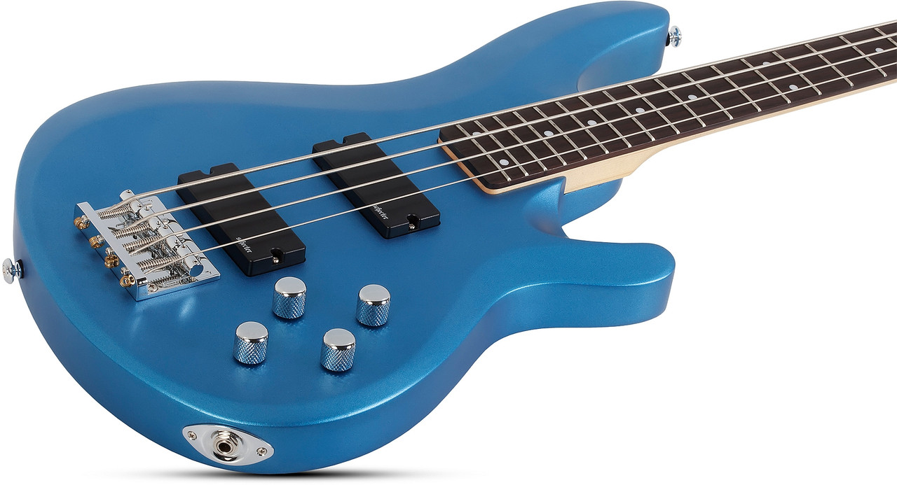 Shop the Schecter C-4 Deluxe Electric Bass in Satin Metallic Light Blue (585) at Musician Madness. Smooth playability, punchy tone, and modern style.