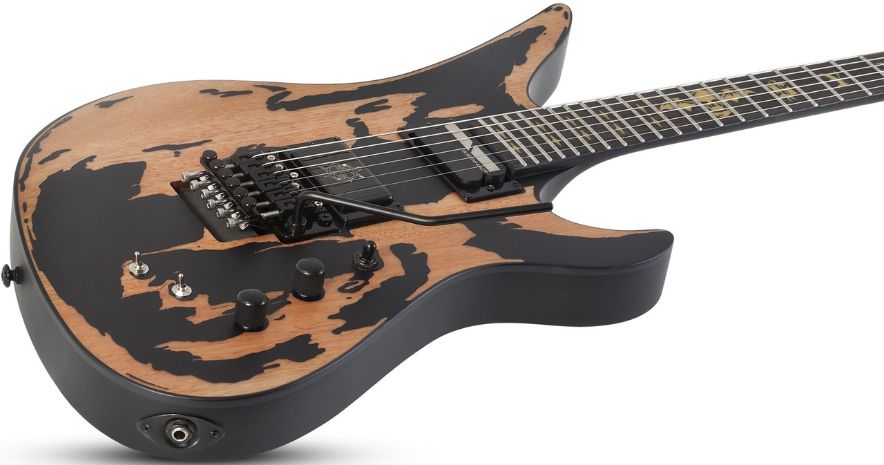 Schecter Synyster Custom-S Distressed Electric Guitar - Distressed Satin Black (1749) | Musician Madness