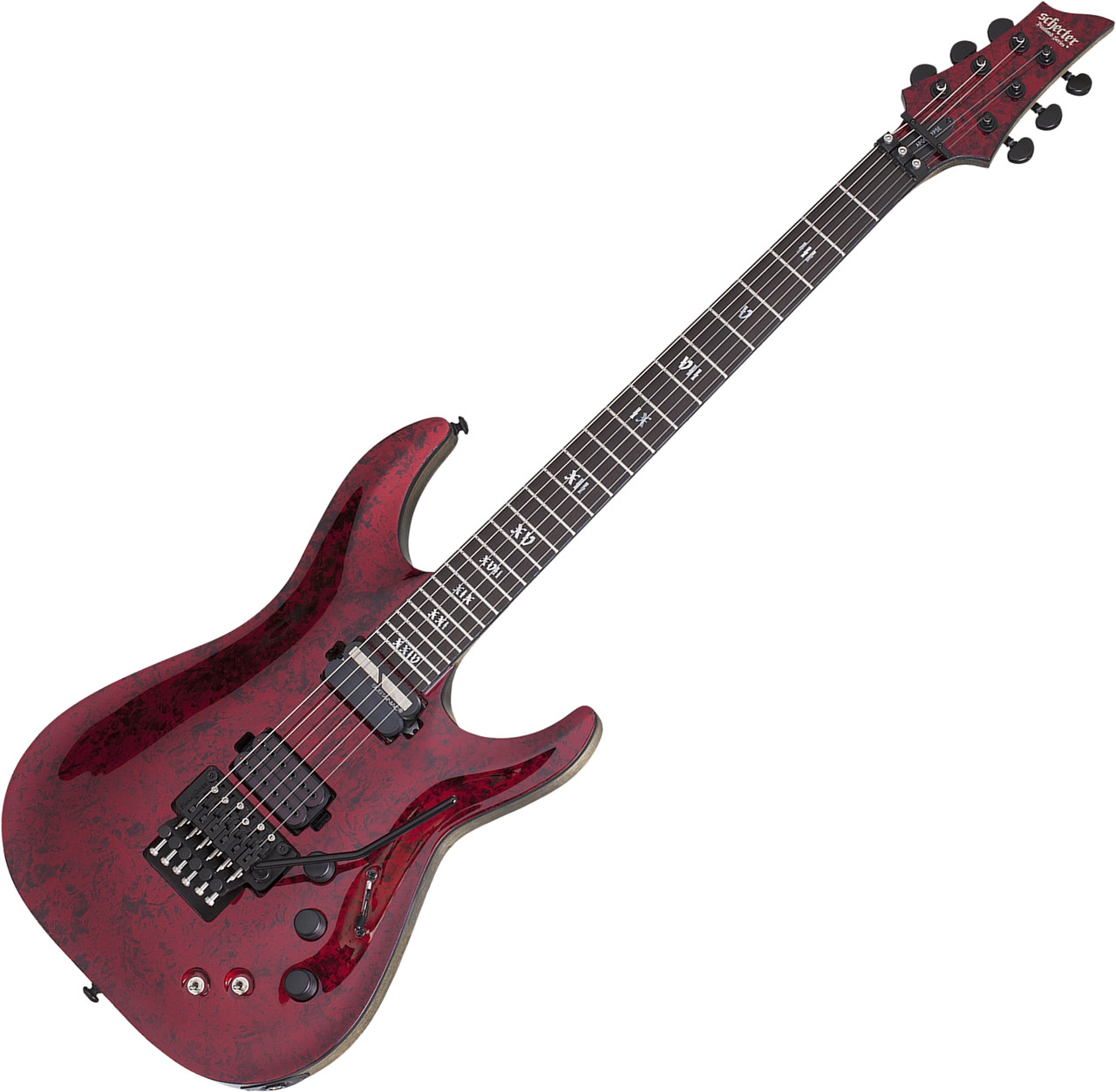 Shop the Schecter C-1 FR S Apocalypse Electric Guitar in Red Reign (3057) at Musician Madness. Sustainiac power, Floyd Rose performance, and aggressive Apocalypse tone.