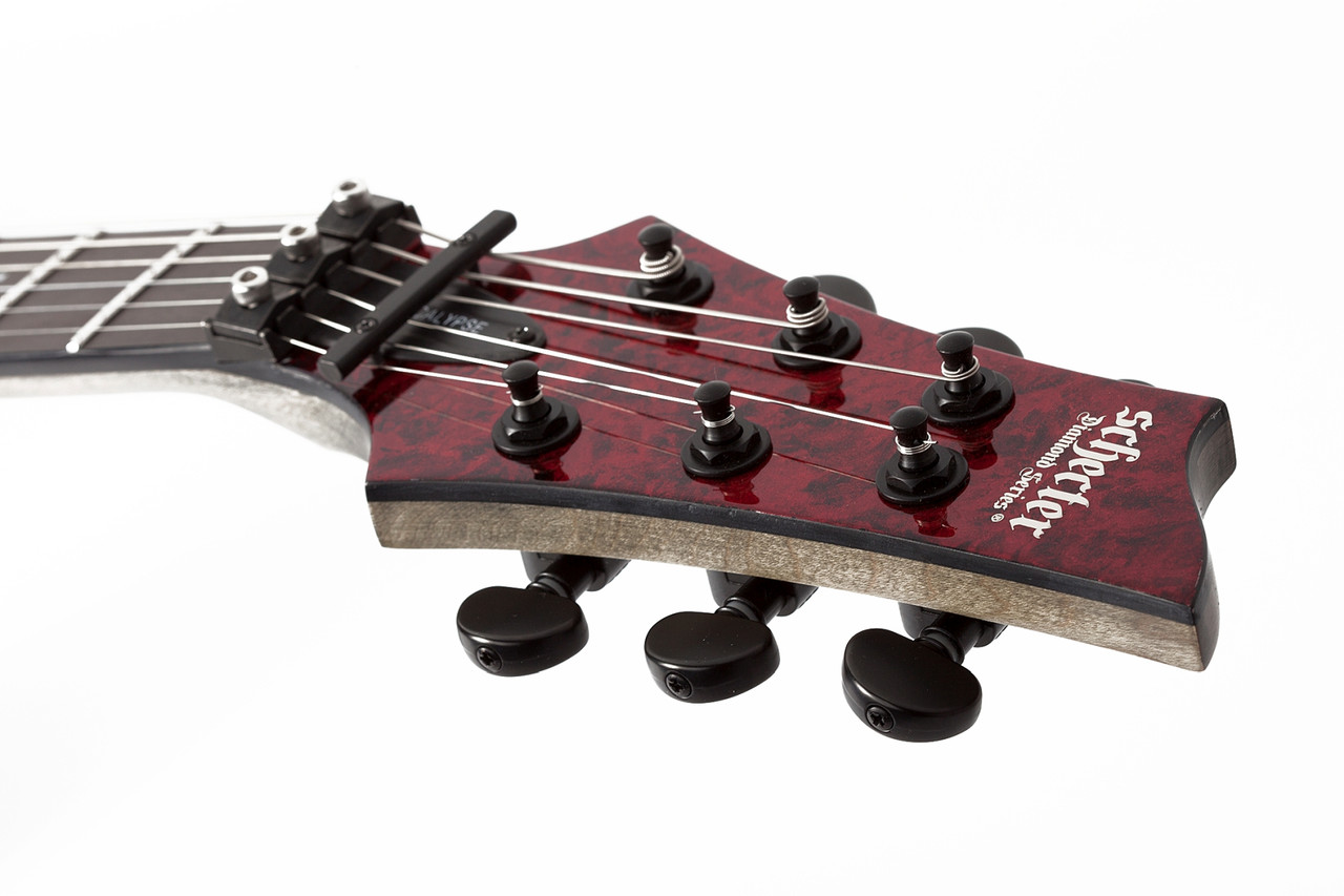 Shop the Schecter C-1 FR S Apocalypse Electric Guitar in Red Reign (3057) at Musician Madness. Sustainiac power, Floyd Rose performance, and aggressive Apocalypse tone.