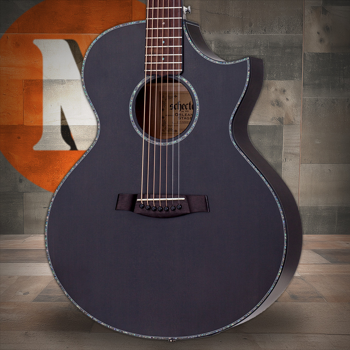 Schecter Orleans Stage-7 Acoustic Electric Guitar - Satin See Thru Black (3709)