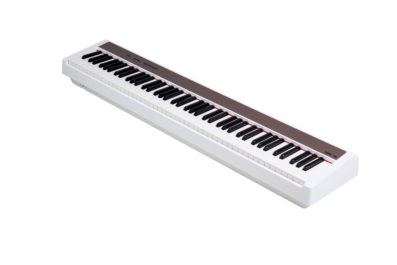 Shop the NUX NPK-10 Portable Digital Piano with Dual-Mode Bluetooth in White (NPK10WH) at Musician Madness. Sleek design, modern connectivity, and expressive sound.