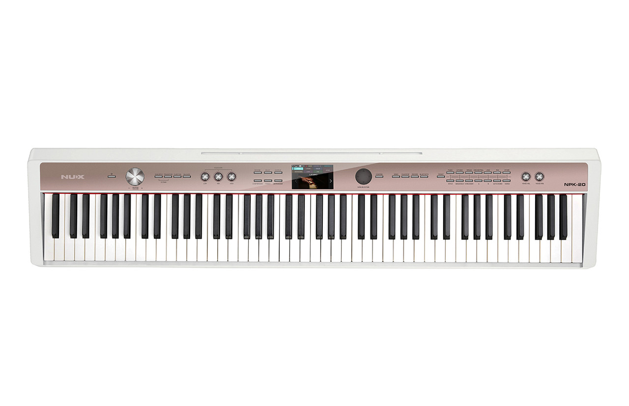Shop the NUX NPK-20 Digital Piano in White (NPK20WH) at Musician Madness. Realistic key feel, expressive sound, and a clean modern design.