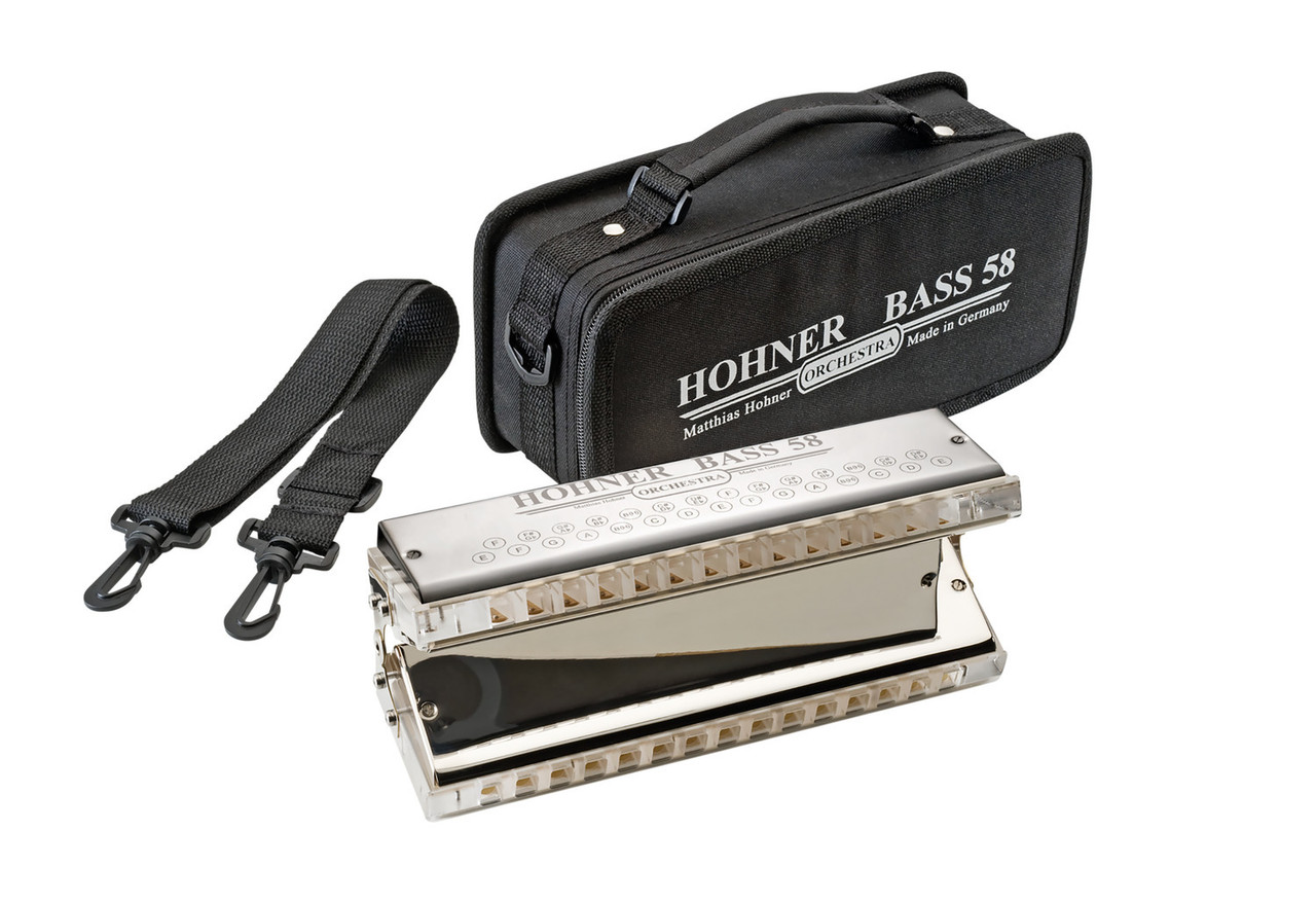 Shop the Hohner Bass 58 Harmonica (BASS58) at Musician Madness. Deep, powerful low-end tone designed for ensemble and orchestral harmonica performance.