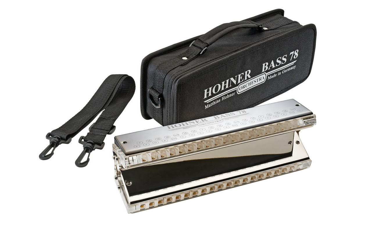 Shop the Hohner Bass 78 Harmonica (BASS78) at Musician Madness. Extended low-end range with powerful bass response, ideal for ensemble and orchestral harmonica players.