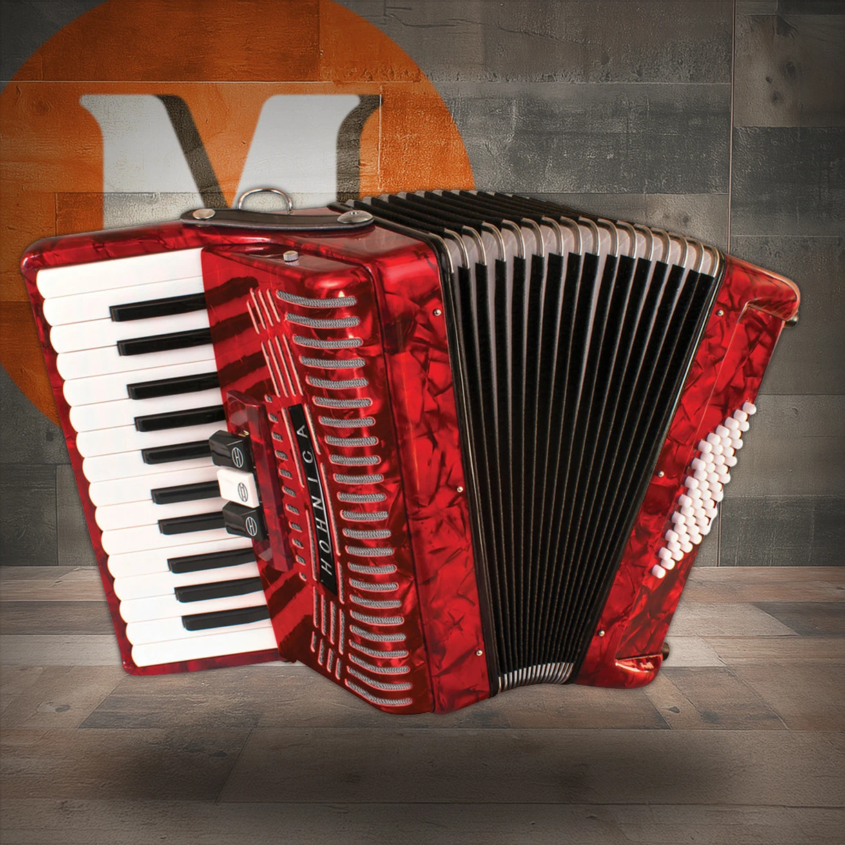 Hohnica 48-Bass Entry-Level Piano Accordion - Pearl Red (1304-RED)