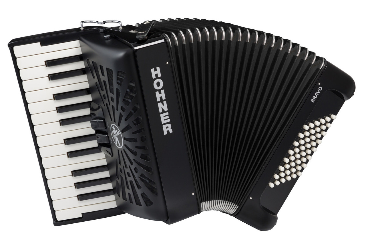 Hohner Bravo II 48 Piano Accordion - Jet Black (BR48BLK) | Musician Madness