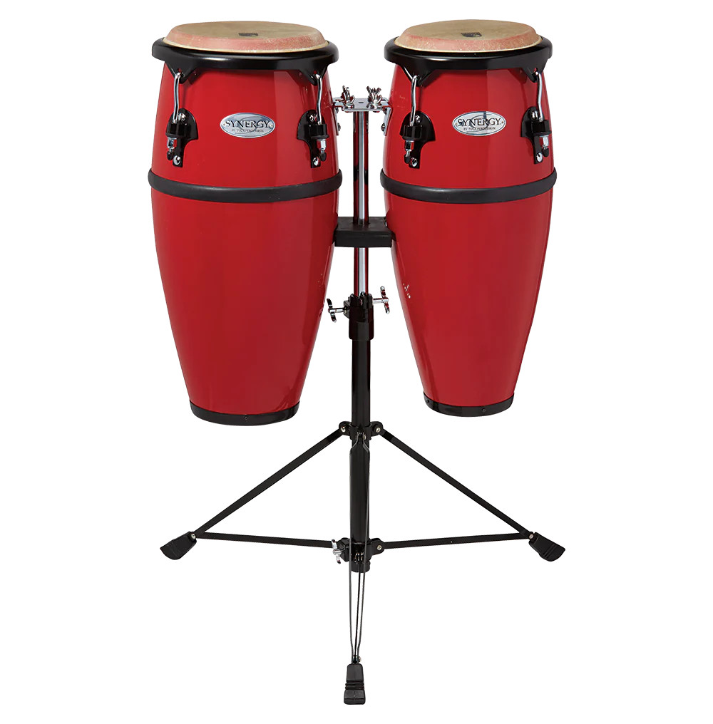 Toca Synergy Fiberglass Junior Conga Set, 8"/9" with Double Stand - Red (2300/89-FRD)