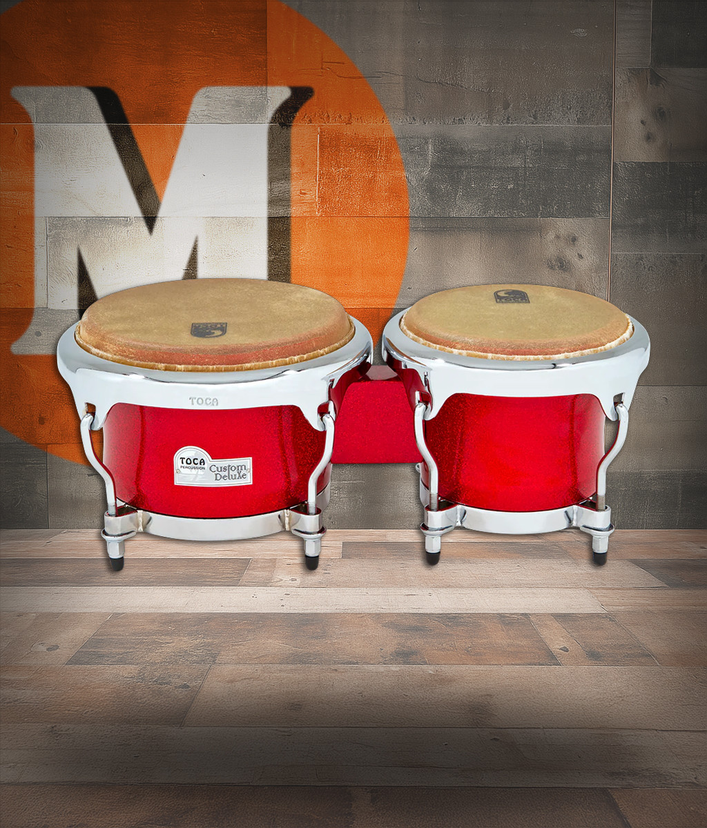 Toca Custom Deluxe Fiberglass Bongos - Red Sparkle (4600FR) | Musician Madness