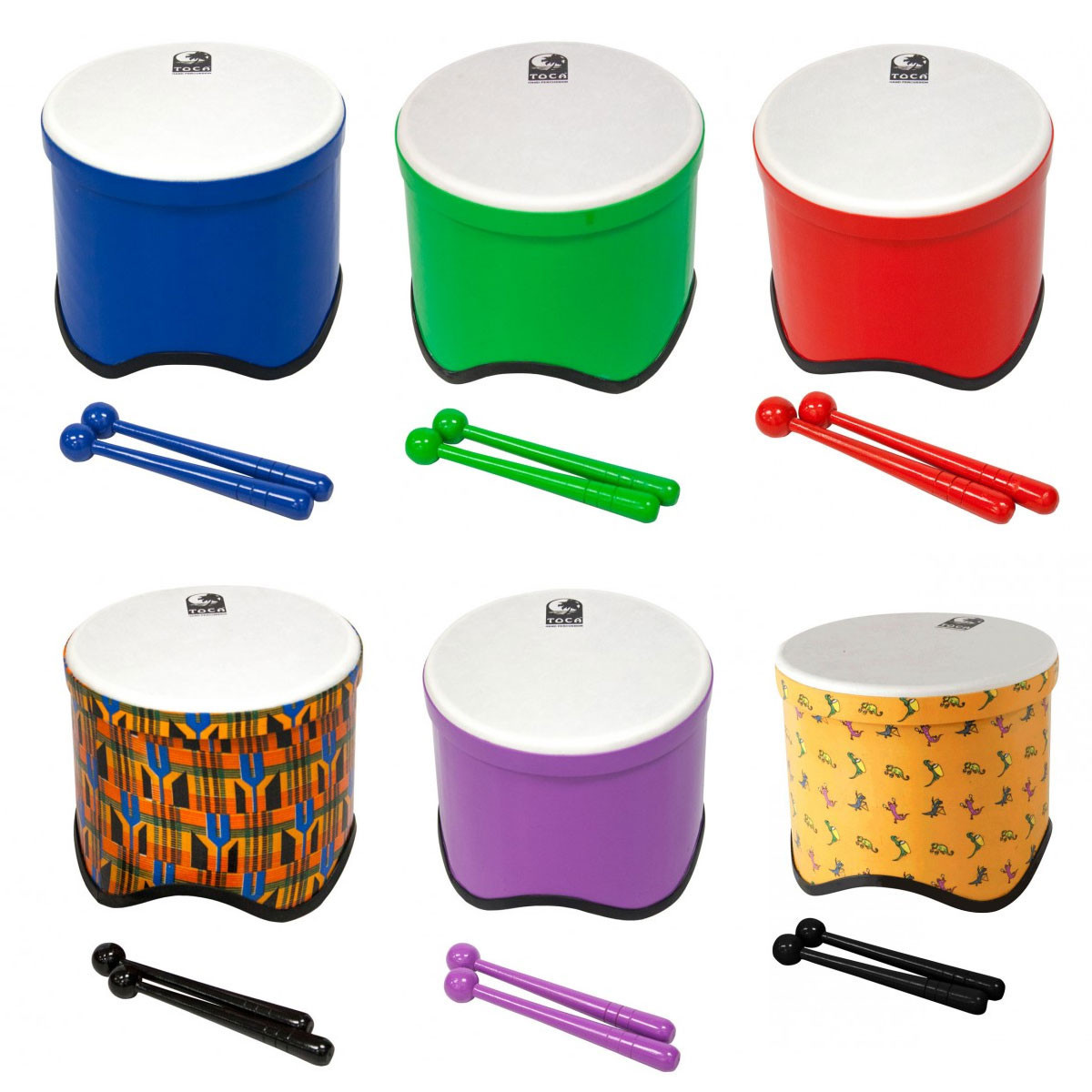 Toca Freestyle II Lightweight Tom-Tom, 10" Head, 8" Tall, PVC with Mallets - 6-Pack (TF2T-6PK) | Musician Madness