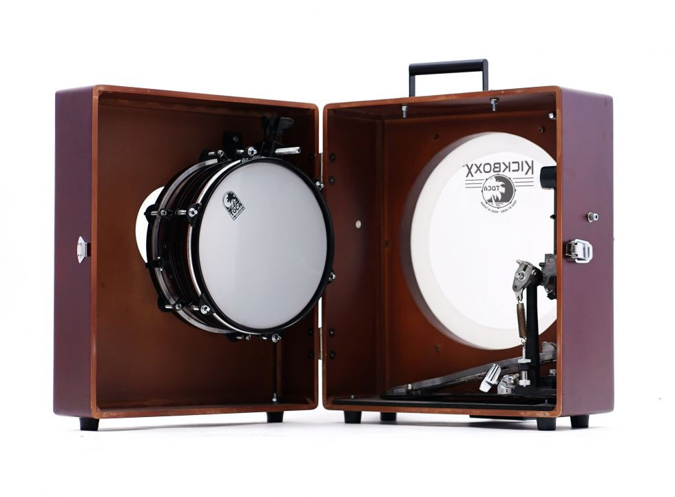Toca KickBoxx Suitcase Drum Set with 10" Snare, 10" Tom and Accessory Rods (TKSDS) | Musician Madness