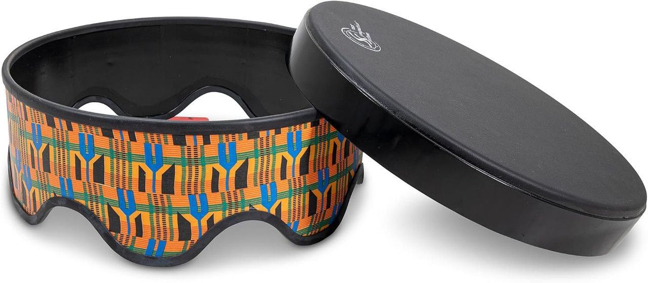 Toca Sympatico Gathering Drum, 8" Tall x 18" Diameter, Pretuned Synthetic Leather Head - Kente Cloth (TSSGD-18KS-SLP)