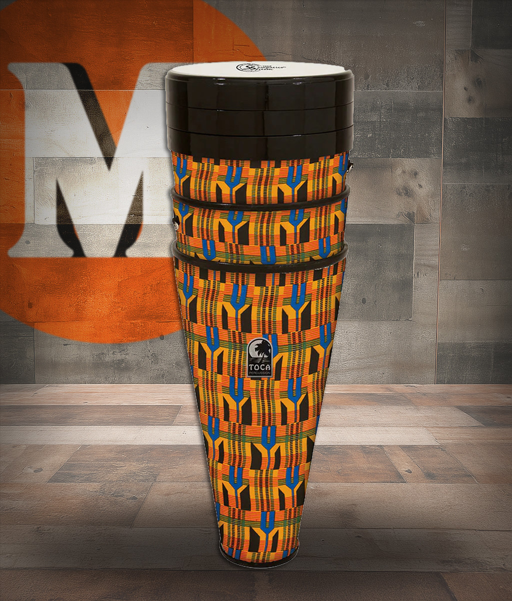 Toca Sympatico Nesting Ashiko Set of 3, 12" Head, Pretuned Fiber - Kente Cloth (TSSNA-3PCK-FP) | Musician Madness