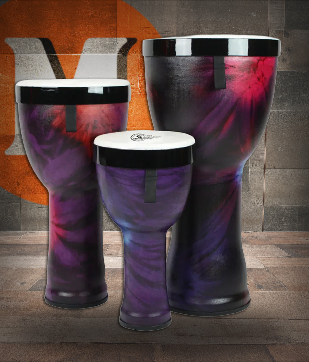 Toca Sympatico Nesting Djembe Set of 3, 8"/10"/12", Pretuned Fiber - Woodstock Purple (TSSND-3PCWP-FP)