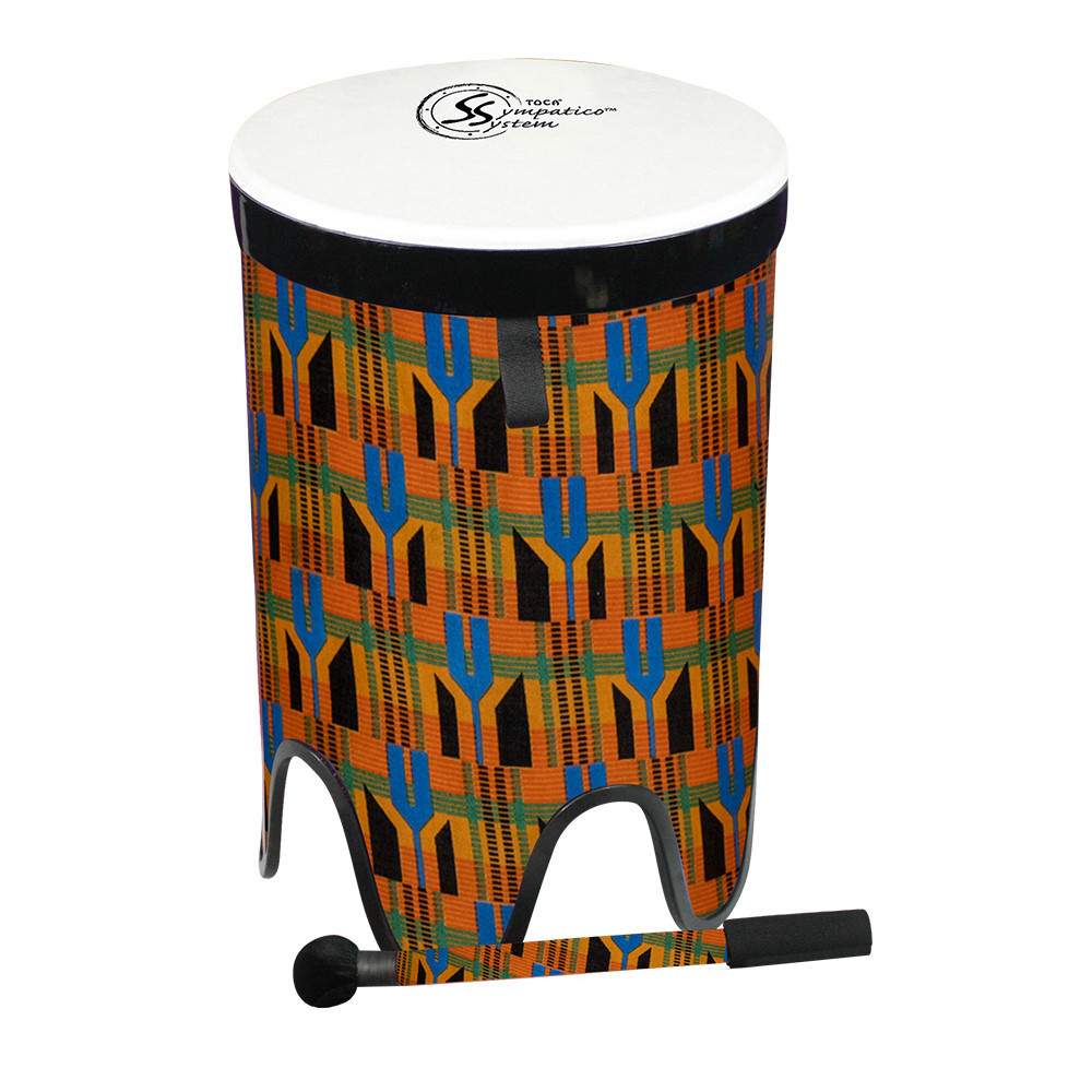 Toca Sympatico Nesting 16" Tom-Tom, Pretuned Fiber with Dot - Kente Cloth (TSSNT-16K-FDP) | Musician Madness