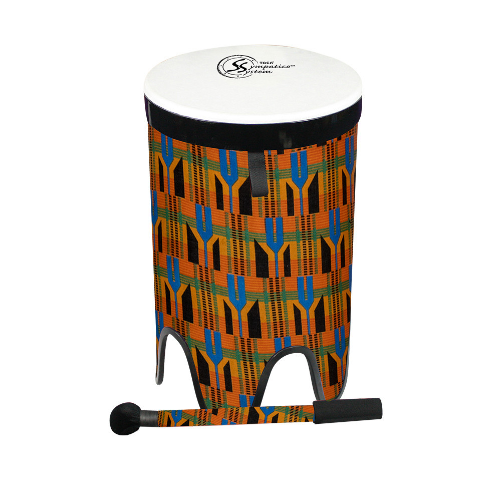 Toca Sympatico Nesting Tom-Tom Set of 3, 12"/14"/16", Pretuned Fiber with Dot - Kente Cloth (TSSNT-3PCK-FDP) | Musician Madness