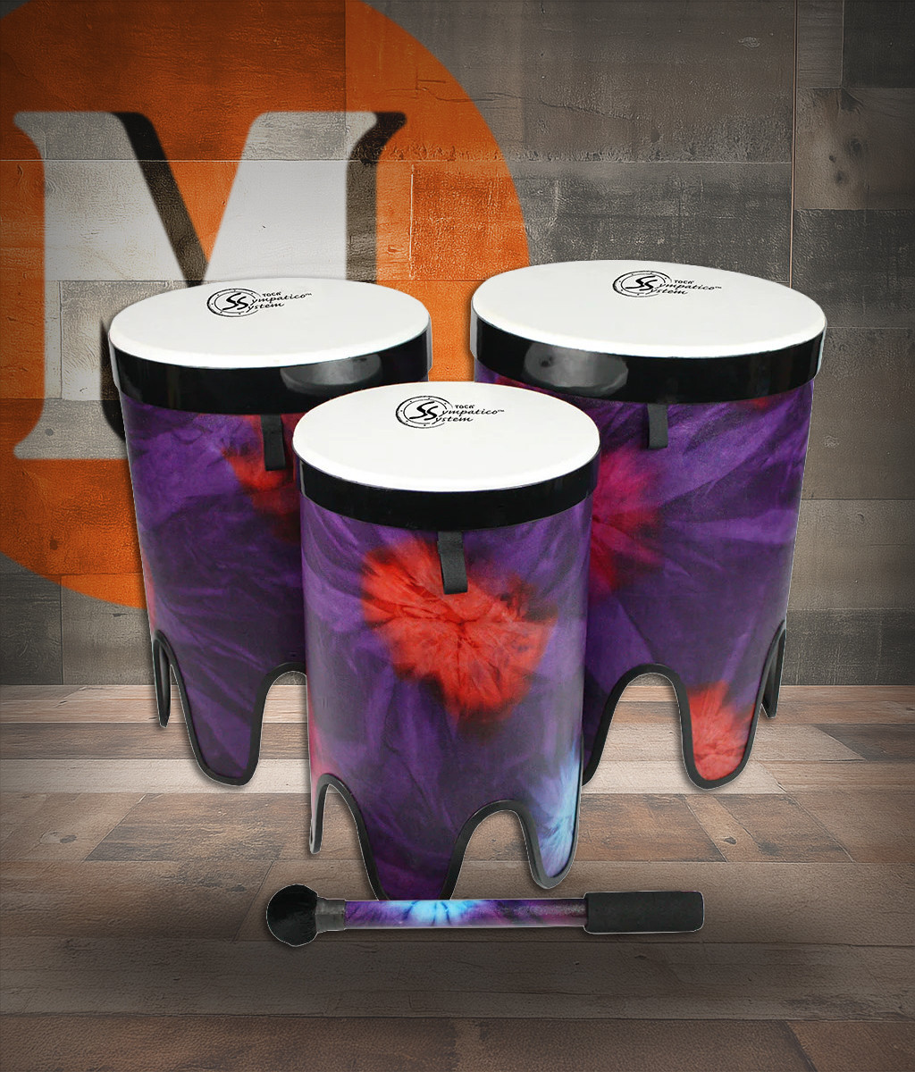 Toca Sympatico Nesting Tom-Tom Set of 3, 12"/14"/16", Pretuned Fiber with Dot - Woodstock Purple (TSSNT-3PCWP-FDP)