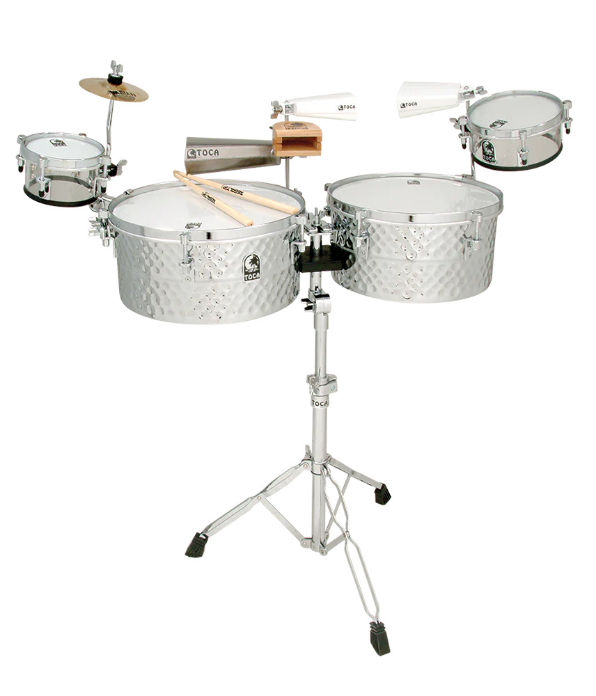 Toca Proline Timbales, 14"/15" with Stand - Stainless Steel (TPT1415-SS)