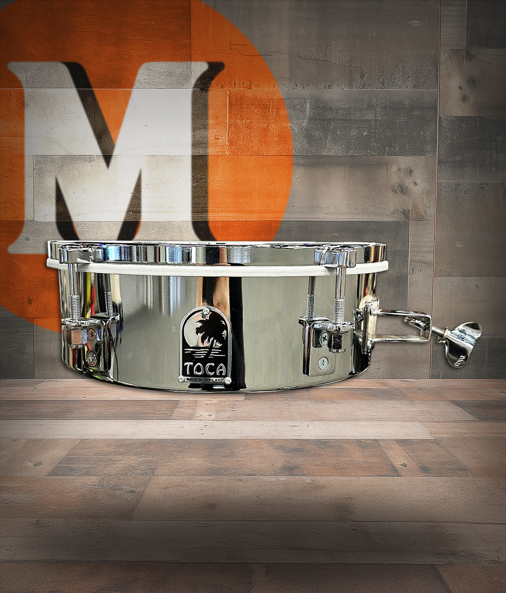 Toca Drumset Timbale with Snares, 4" x 12" Stainless Steel Shell (T-412-SS) | Musician Madness