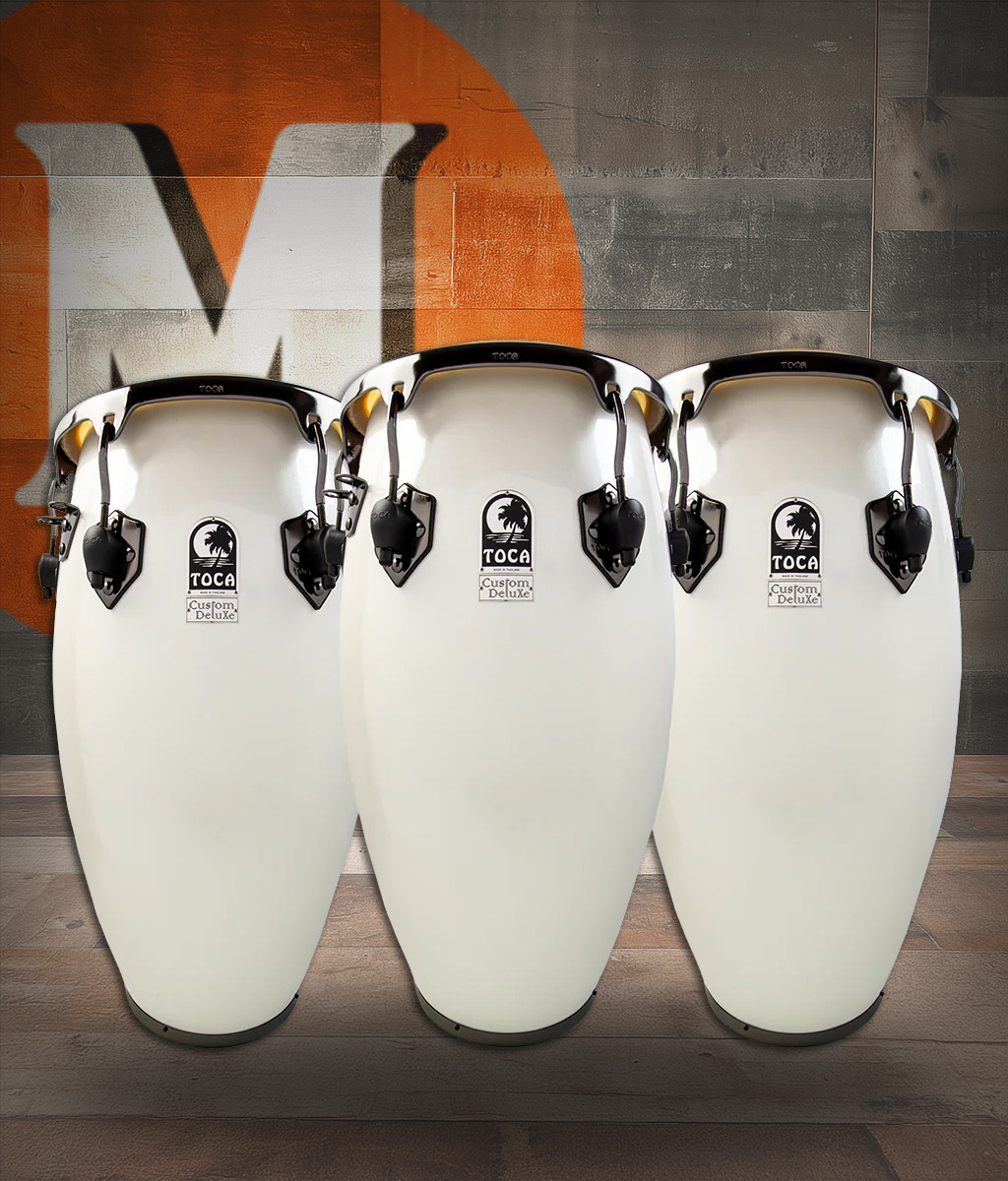 Toca Custom Deluxe Fiberglass Tumba, Margarita Blanca, Black Chrome Hardware (4612-1/2FMB) | Musician Madness