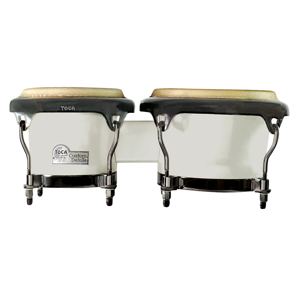 Toca Custom Deluxe Fiberglass Bongos, Margarita Blanca, Black Chrome Hardware (4600FMB) | Musician Madness