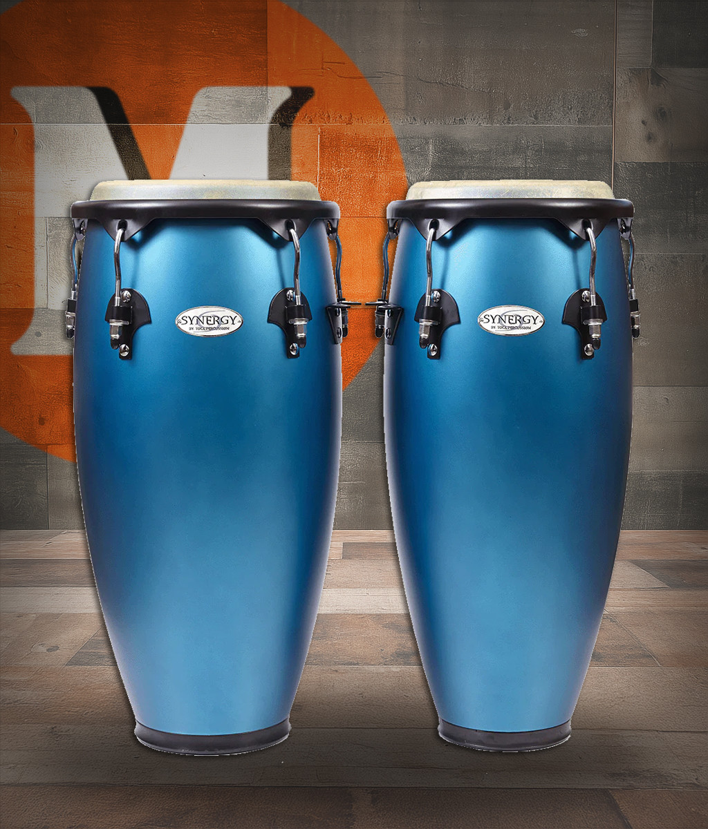 Toca Synergy Wood Conga Set, 10"/11" - Matte Ocean Blue (2300OB) | Musician Madness