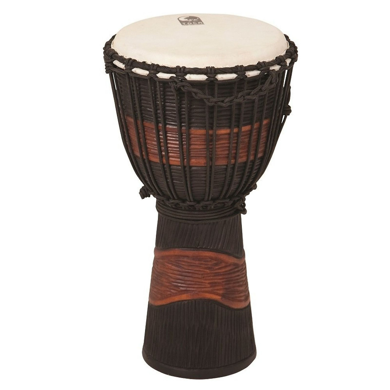 Toca Street Series Carved Djembe, 12" Large - Brown/Black (TSSDJ-LB) | Musician Madness
