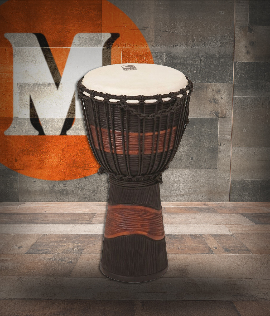 Toca Street Series Carved Djembe, 12" Large - Brown/Black (TSSDJ-LB) | Musician Madness