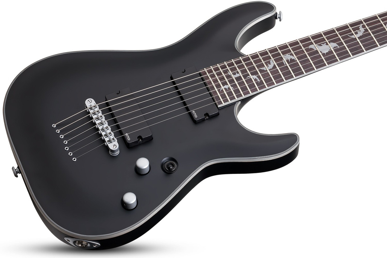 Schecter Damien Platinum-7 Electric Guitar - Satin Black (1185) | Musician Madness