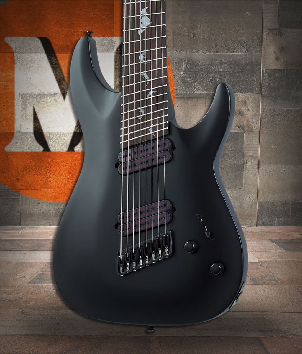 Schecter Damien-8 Multiscale - Satin Black (2477) | Musician Madness