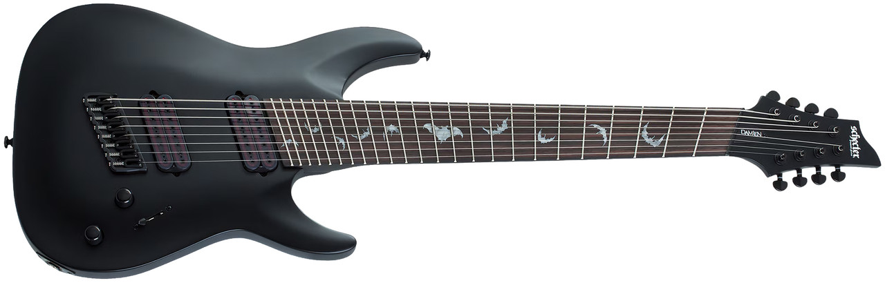 Schecter Damien-8 Multiscale - Satin Black (2477) | Musician Madness