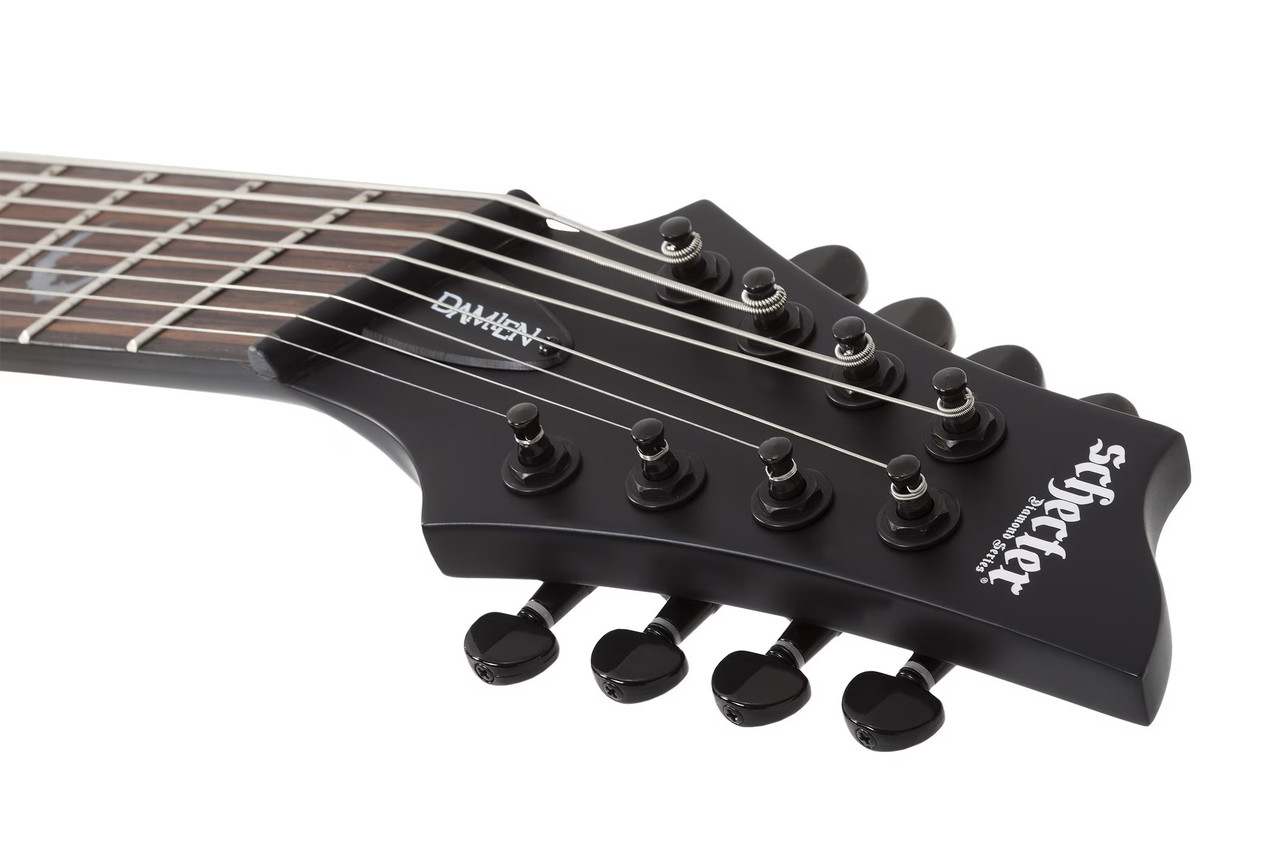 Schecter Damien-8 Multiscale - Satin Black (2477) | Musician Madness
