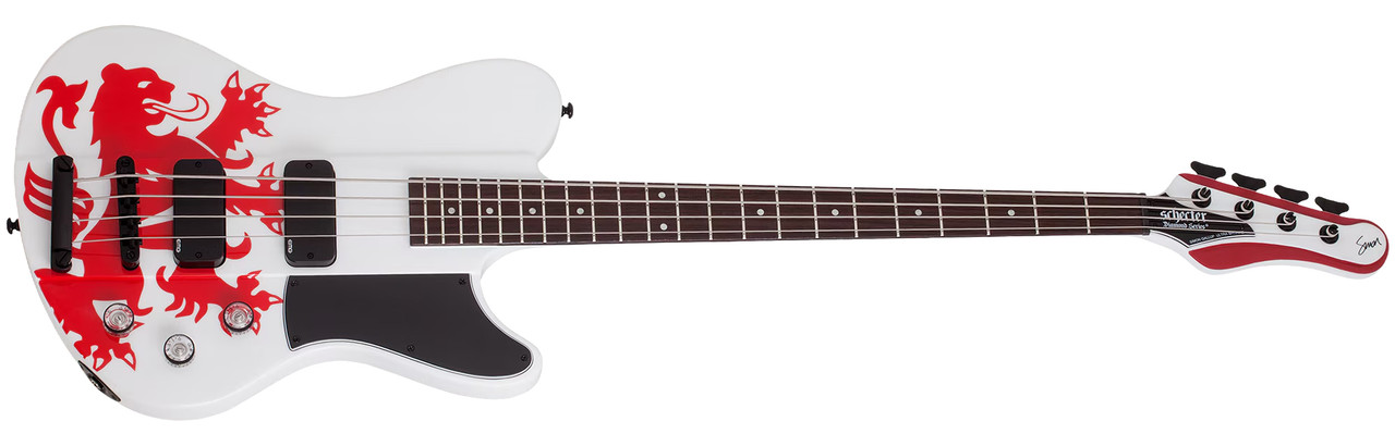 Schecter Simon Gallup Ultra Spitfire Electric Guitar - Gloss White with Red Lion graphic (2254)