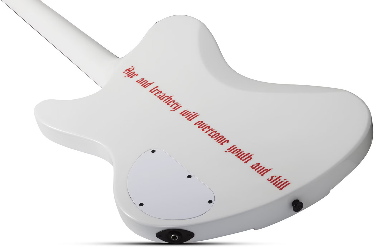Schecter Simon Gallup Ultra Spitfire Electric Guitar - Gloss White with Red Lion graphic (2254)