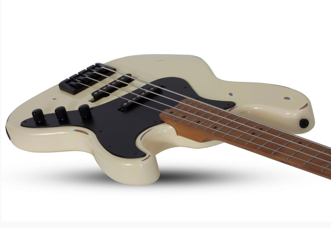 Schecter J-4 Sixx Electric Bass Guitar - Worn Ivory (355) | Musician Madness