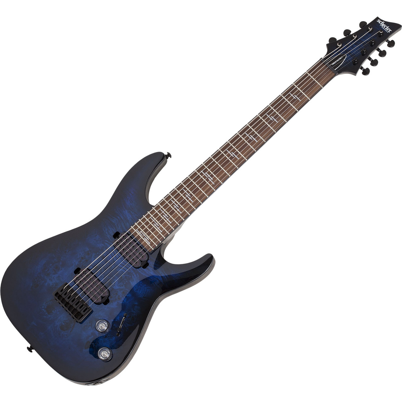 Schecter Omen Elite-7 - See Thru Blue Burst (2458) | Musician Madness