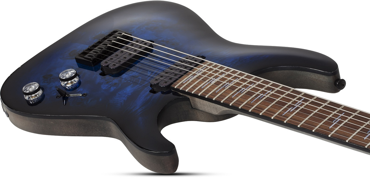 Schecter Omen Elite-7 - See Thru Blue Burst (2458) | Musician Madness