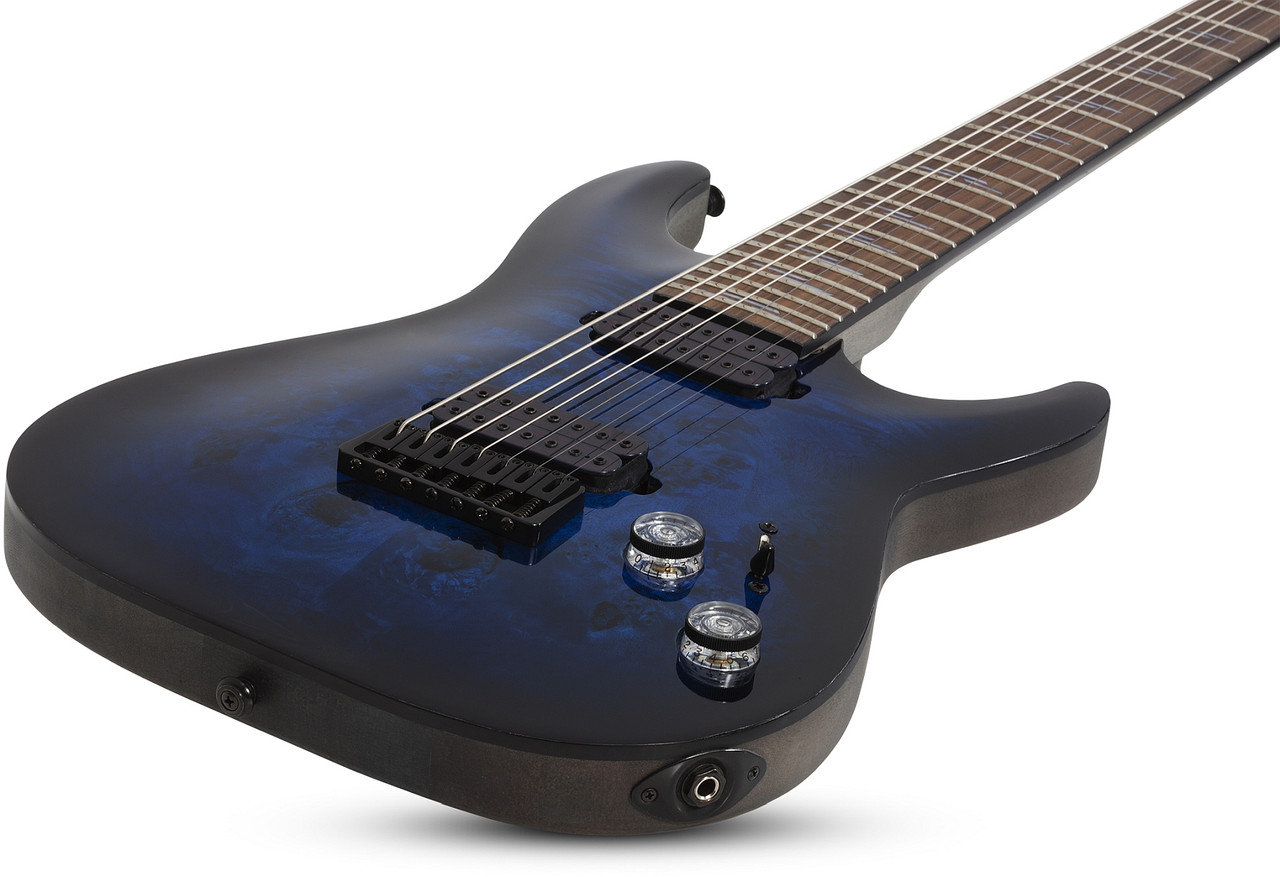 Schecter Omen Elite-7 - See Thru Blue Burst (2458) | Musician Madness