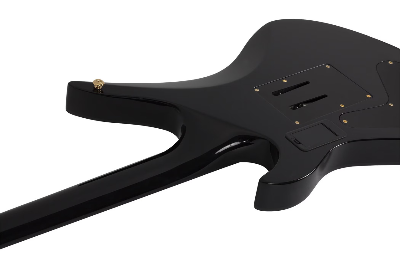 Schecter Synyster Custom-S Electric Guitar - Gloss Black with Gold Pinstripes (1742) | Musician Madness