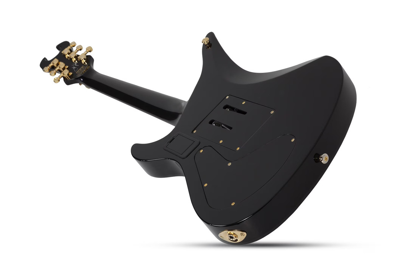 Schecter Synyster Custom-S Electric Guitar - Gloss Black with Gold Pinstripes (1742) | Musician Madness