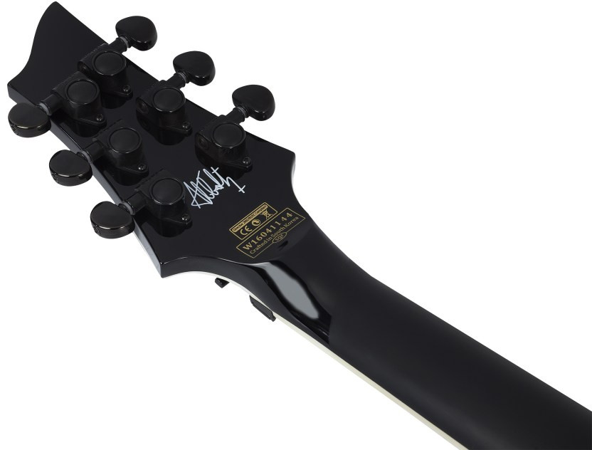 Schecter RavenDark V FR Abbath Signature - Gloss Black with Silver Pinstripes (287)