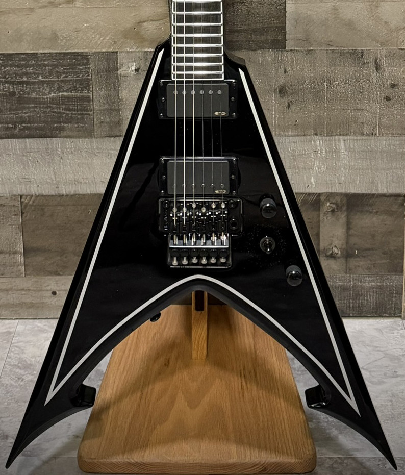 Schecter RavenDark V FR Abbath Signature - Gloss Black with Silver Pinstripes (287) | Musician Madness