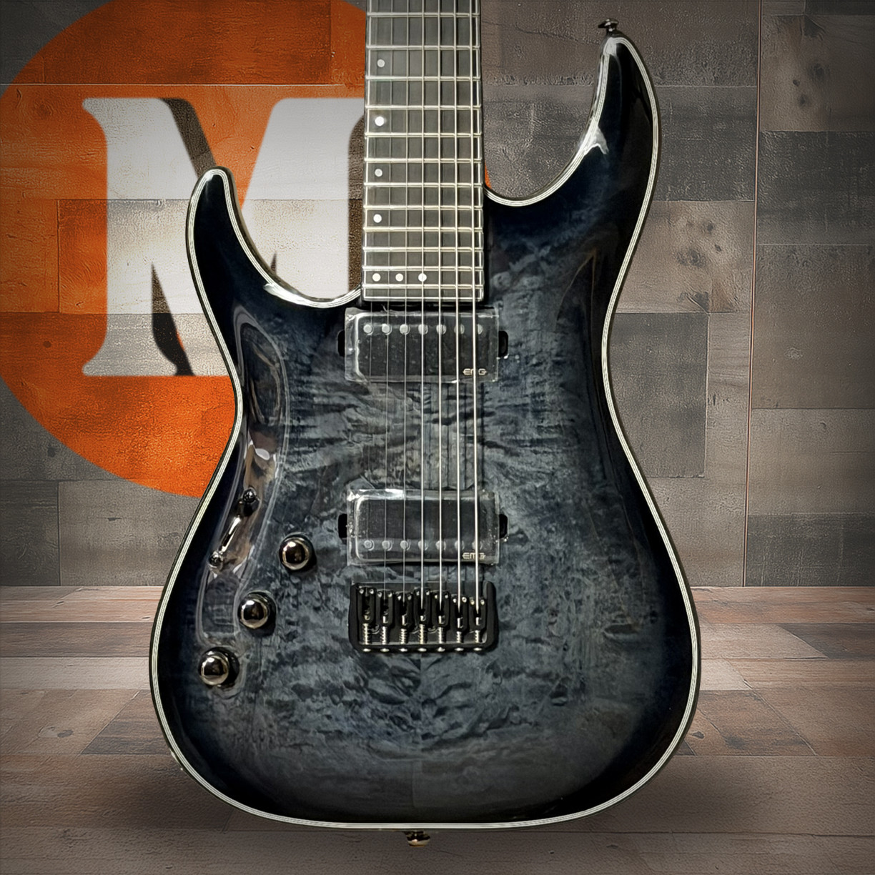 Schecter Hellraiser Hybrid C-7 Left Hand Electric Guitar - Trans Black Burst (1930) | Musician Madness