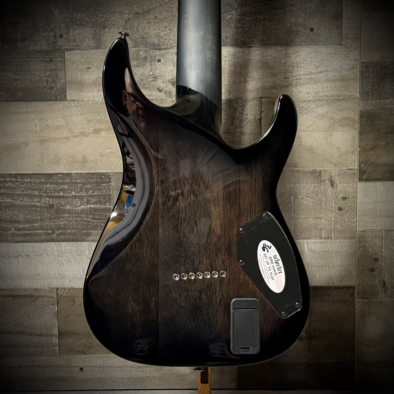 Schecter Hellraiser Hybrid C-7 Left Hand Electric Guitar - Trans Black Burst (1930) | Musician Madness