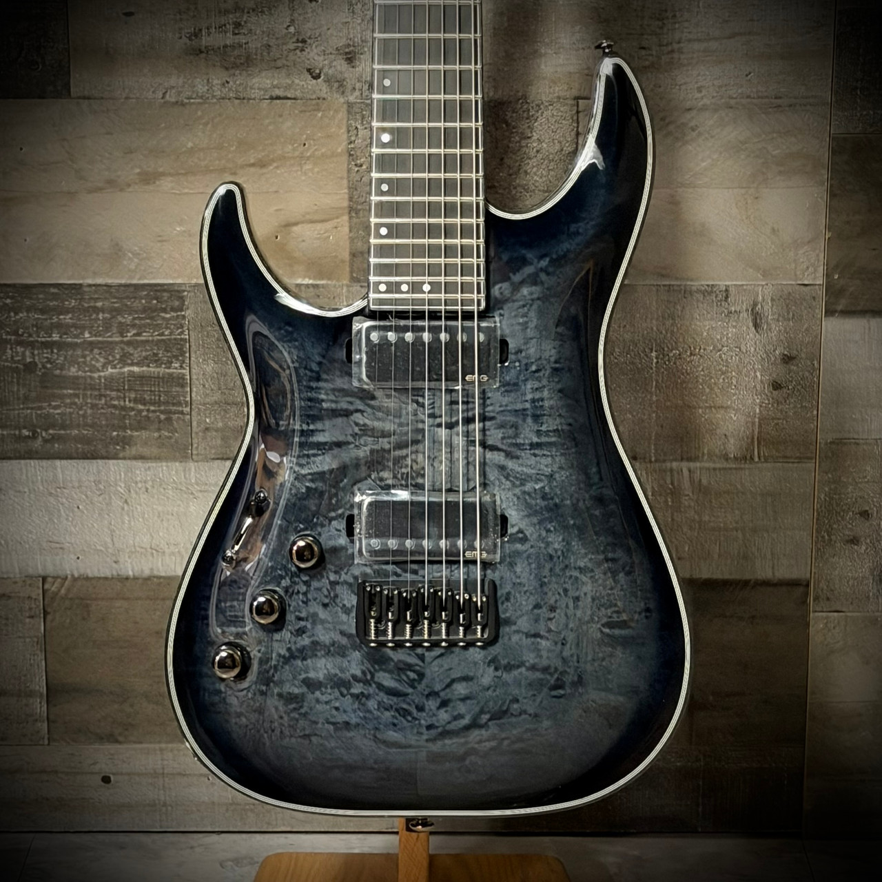 Schecter Hellraiser Hybrid C-7 Left Hand Electric Guitar - Trans Black Burst (1930) | Musician Madness