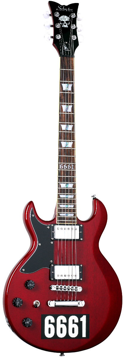 Schecter Zacky Vengeance Custom Reissue LH - See Thru Cherry with 6661 Graphic (27) | Musician Madness